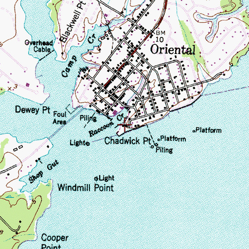 Topographic Map of Raccoon Creek, NC