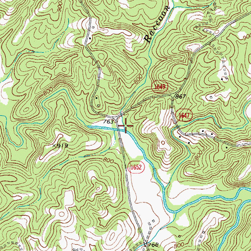 Topographic Map of Raccoon Creek, NC