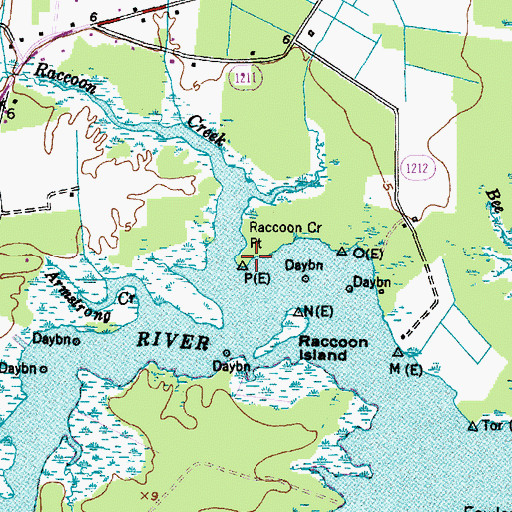 Topographic Map of Raccoon Creek Point, NC