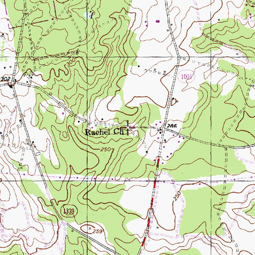 Topographic Map of Rachel Church, NC
