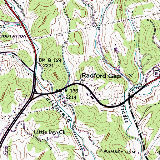Topographic Map of Radford Gap, NC
