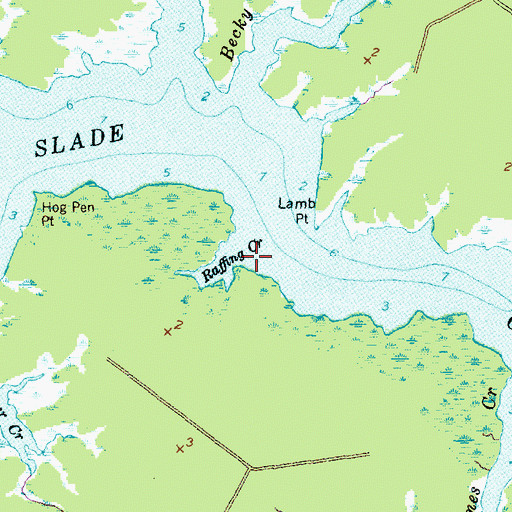 Topographic Map of Raffing Creek, NC