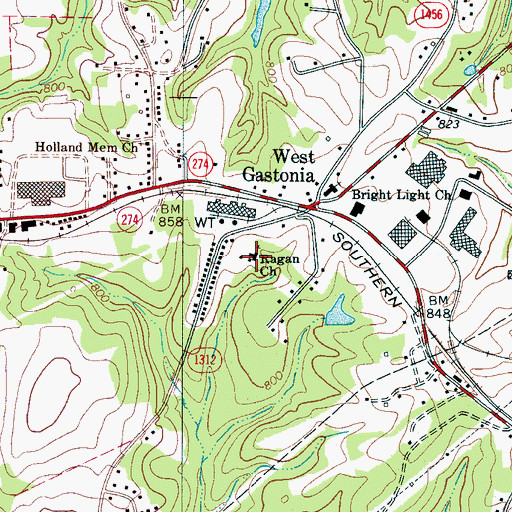 Topographic Map of Ragan Church, NC