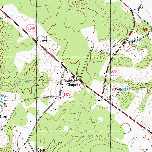 Topographic Map of Rainbow Chapel, NC