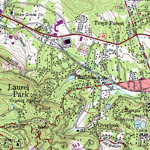 Topographic Map of Rainbow Lake, NC