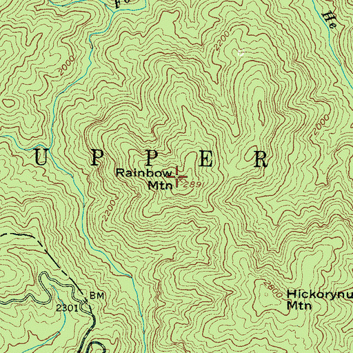 Topographic Map of Rainbow Mountain, NC