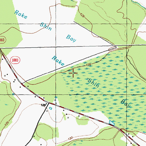 Topographic Map of Rake Shin Bay, NC