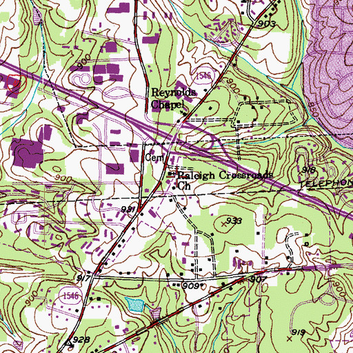 Topographic Map of Raleigh Crossroads Church, NC