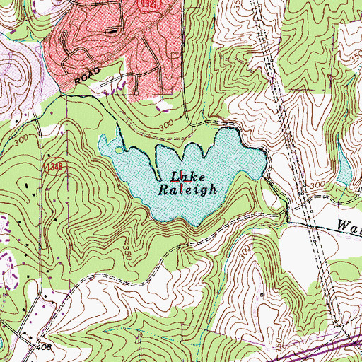 Topographic Map of Lake Raleigh, NC