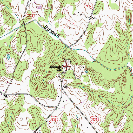 Topographic Map of Ramah Church, NC