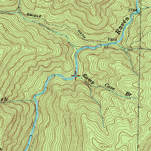 Topographic Map of Ramp Cove Branch, NC