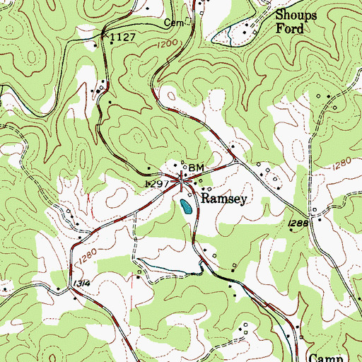 Topographic Map of Ramsey, NC
