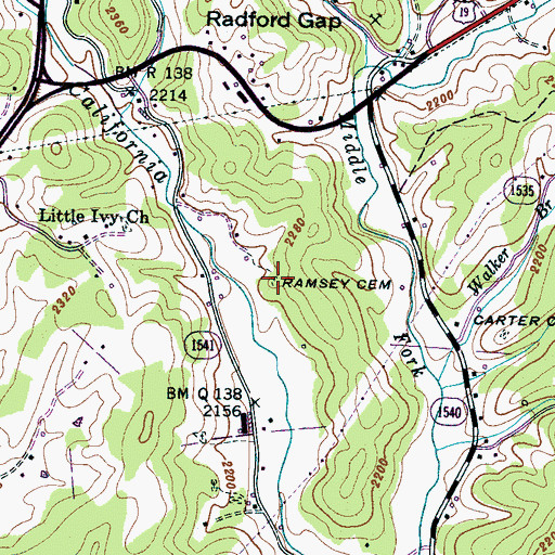 Topographic Map of Ramsey Cemetery, NC