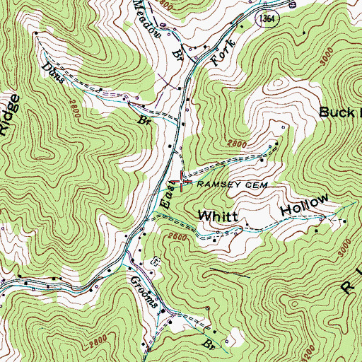 Topographic Map of Ramsey Cemetery, NC