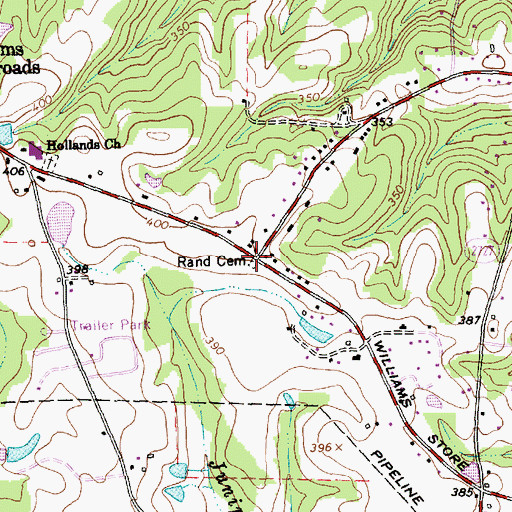 Topographic Map of Rand Cemetery, NC