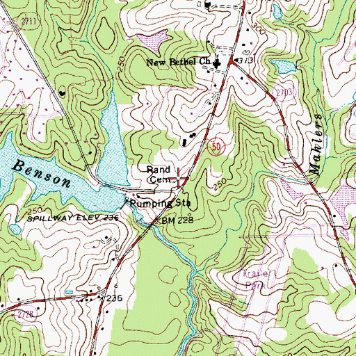 Topographic Map of Rand Cemetery, NC