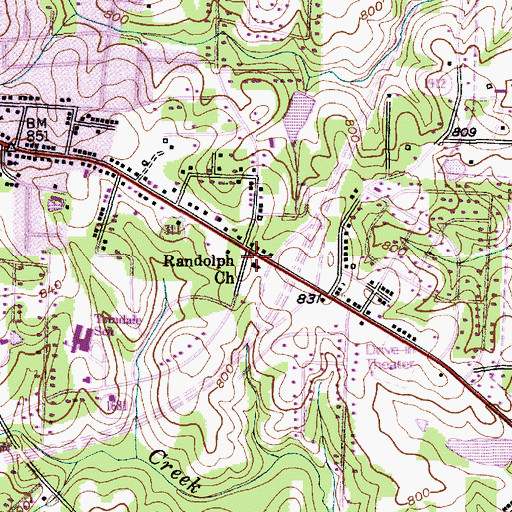 Topographic Map of Randolph Church, NC