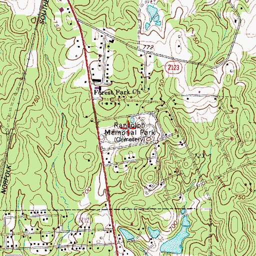Topographic Map of Randolph Memorial Park, NC