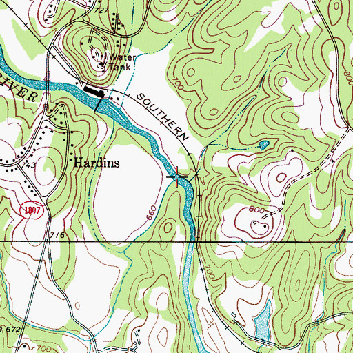 Topographic Map of Rattle Shoal Creek, NC