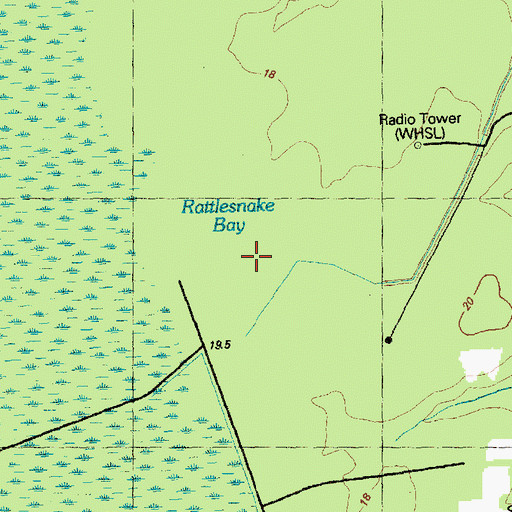 Topographic Map of Rattlesnake Bay, NC