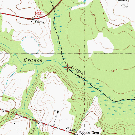 Topographic Map of Rattlesnake Branch, NC