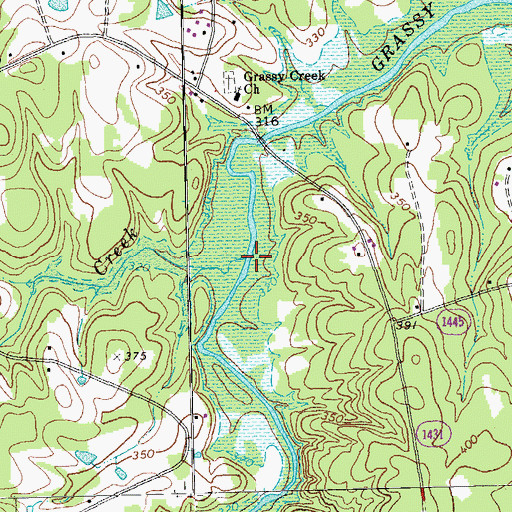 Topographic Map of Rattlesnake Creek, NC