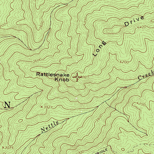 Topographic Map of Rattlesnake Knob, NC