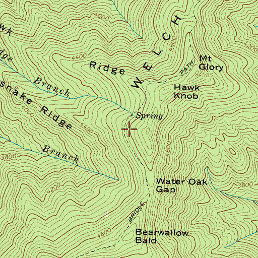 Topographic Map of Rattlesnake Ridge, NC