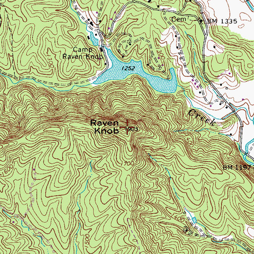 Topographic Map of Raven Knob, NC