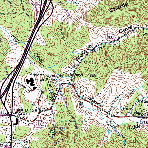 Topographic Map of Rays Chapel, NC