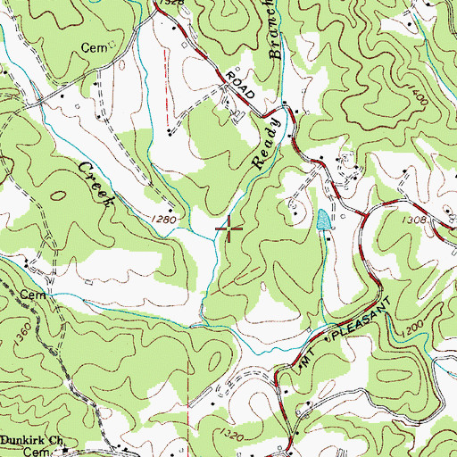 Topographic Map of Ready Branch, NC