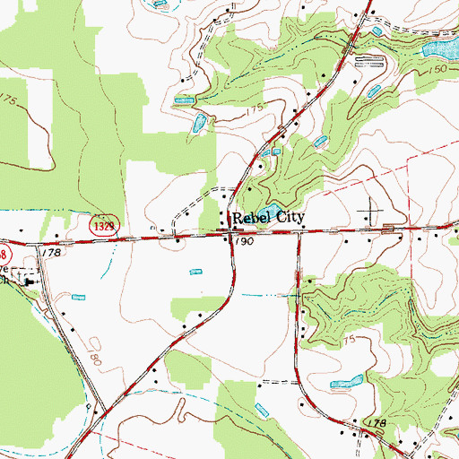 Topographic Map of Rebel City, NC