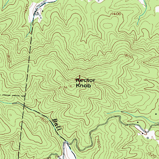 Topographic Map of Rector Knob, NC