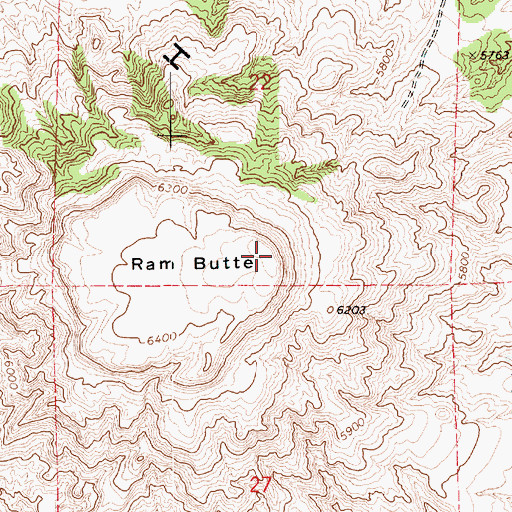 Topographic Map of Ram Butte, AZ