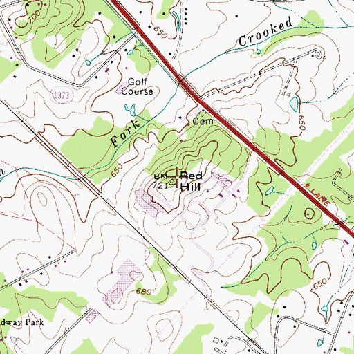 Topographic Map of Red Hill, NC