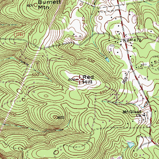 Topographic Map of Red Hill, NC