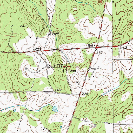 Topographic Map of Red Hill Church, NC