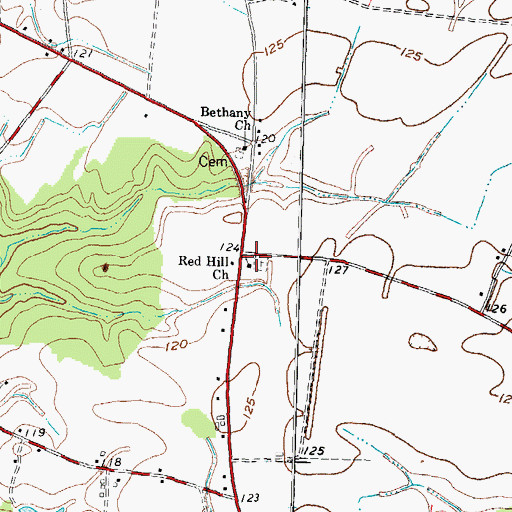 Topographic Map of Red Hill Church, NC