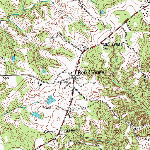 Topographic Map of Red House, NC