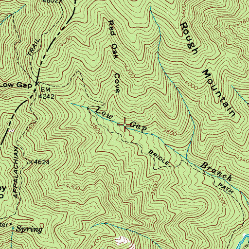 Topographic Map of Red Oak Cove, NC
