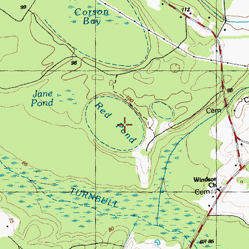 Topographic Map of Red Pond, NC