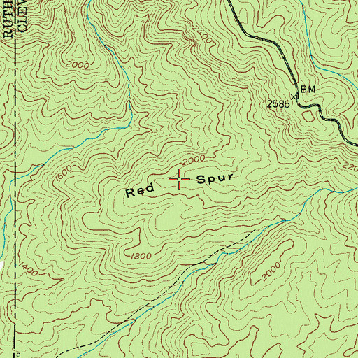 Topographic Map of Red Spur, NC