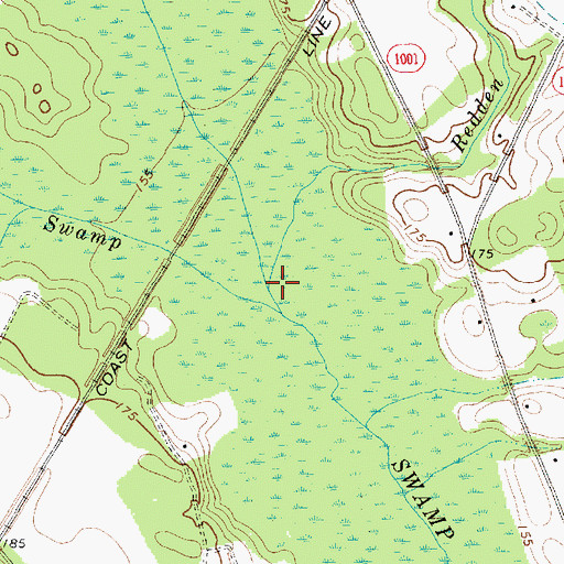 Topographic Map of Redden Branch, NC