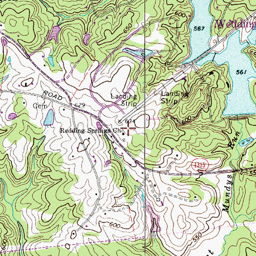 Topographic Map of Redding Springs Church, NC