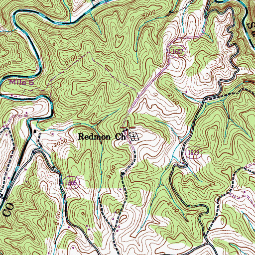 Topographic Map of Redmon Church, NC