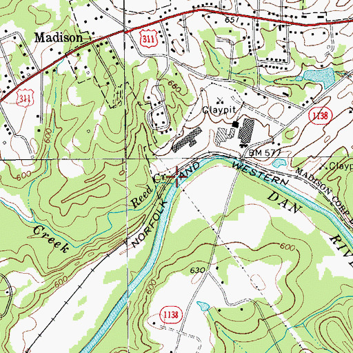 Topographic Map of Reed Creek, NC