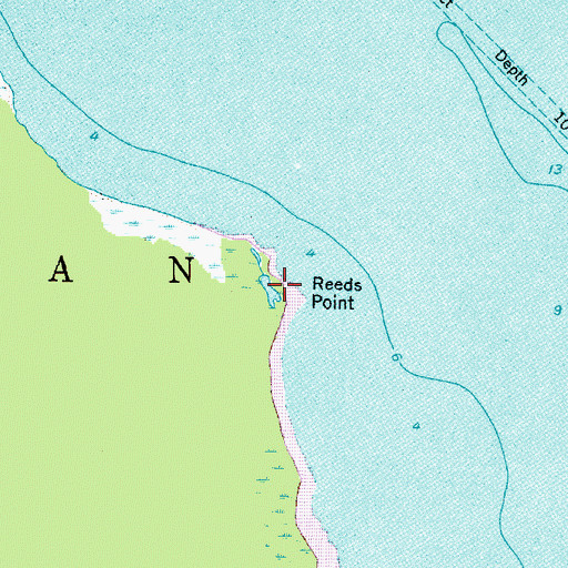 Topographic Map of Reeds Point, NC