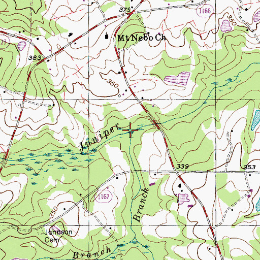 Topographic Map of Reedy Branch, NC