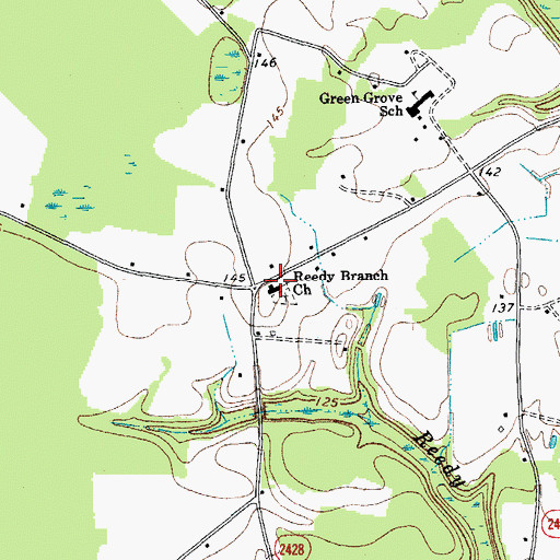 Topographic Map of Reedy Branch Church, NC