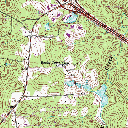 Topographic Map of Reedy Creek Church, NC